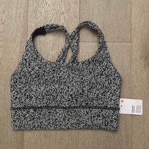 energy bra longline scattered herringbone black white size 4 lululemon nwt